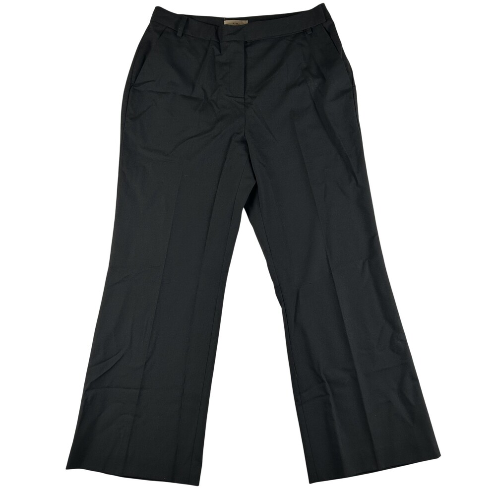 I.e. Dress Pants Womens 14 Black Wool Blend Twill Flat Front Work Office